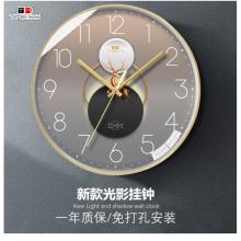Timess T 挂钟 钟表客厅挂钟创意时尚家用表挂墙免打孔轻奢光影石英钟挂表 S16-2【35厘米款】
