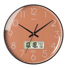 Timess 挂钟钟表客厅创意北欧时钟万年历温度石英钟简约轻奢表挂墙 P52-3【35厘米日历款】