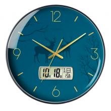 Timess 挂钟钟表客厅创意北欧时钟万年历温度石英钟简约轻奢表挂墙 P50B-6【30厘米日历款】
