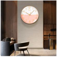 天王星（Telesonic）挂钟 钟表客厅创意时钟现代简约表挂墙卧室石英钟圆形挂表 双拼粉（直径35厘米）