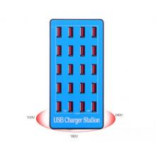 meyao 充电器快充USB 5V多口智能插座大功率大电流智能电源适配器插线板 蓝色20口带风扇