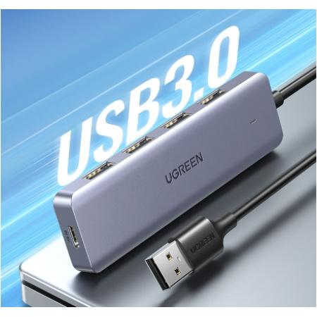 绿联 USB3.0分线器扩展坞一分四 延长线带供电口1.5米