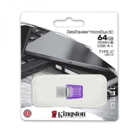  金士顿（Kingston）64GB Type-C USB3.2 Gen1 大容量手机U盘 DTDUO3CG3 双接口设计 读速200MB/s