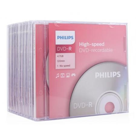 飞利浦（PHILIPS）DVD-R 光盘/刻录盘 单片盒装10片/包 16速4.7G 空白光碟