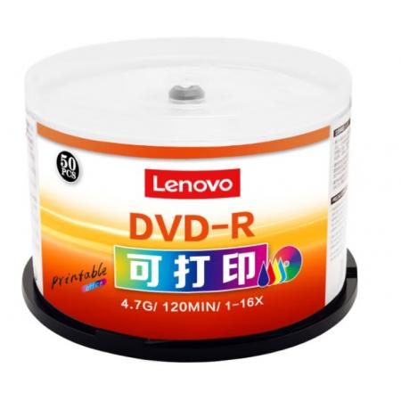 联想（Lenovo）DVD-R 空白光盘/刻录盘 16速4.7GB 办公系列 桶装50片 可打印