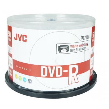 JVC /杰伟世 DVD-R 刻录碟片/空白光盘 16速4.7GB 办公系列 桶装50片 可打印 刻录盘