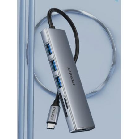 品胜Type-C扩展坞USB-C转HDMI苹果转换器4K60Hz拓展坞转接头SD/TF读卡器USB3.0分线器电脑手机平板通用六合一