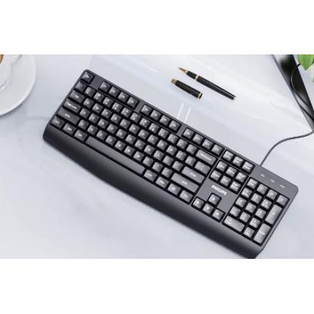 飞利浦(PHILIPS) SPK6237有线键盘 商务办公键盘 笔记本电脑台式机外接键盘 USB键盘 全尺寸 黑色