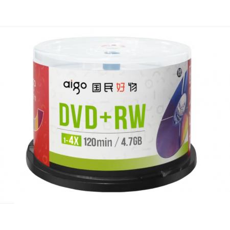爱国者（aigo）DVD+RW 空白光盘/刻录盘 1-4速4.7GB 桶装50片 可擦写 可重复刻录