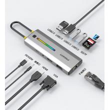 品胜 Type-C扩展坞 USB-C转HDMI/VGA转换器雷电3/4拓展坞网口转接头分线器音频适用苹果MacBook华为炫彩RGB