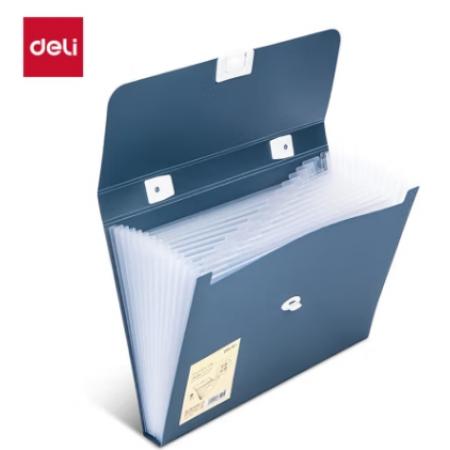 得力(deli)13格A4手提风琴包多层文件夹 文件保护 深蓝72593