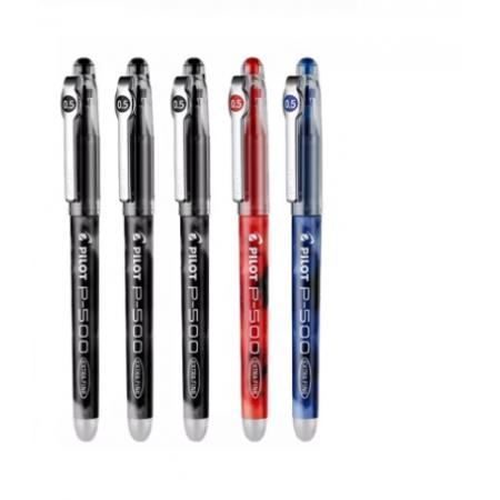 百乐（PILOT）BL-P500中性笔0.5mm顺滑针嘴水笔财务用3黑色 1蓝1红5支混装