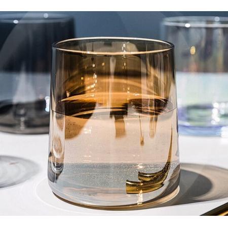香柚小镇 水杯玻璃漱口杯刷牙杯收纳盒洗漱杯套装家用简约牙缸杯子 琥铂色