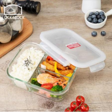 乐扣乐扣 玻璃饭盒1L三分隔