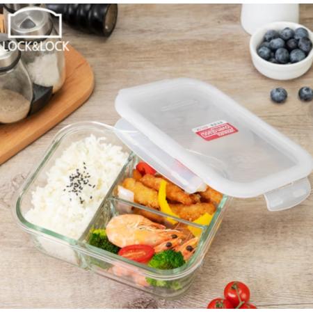 玻璃饭盒1L三分隔  乐扣