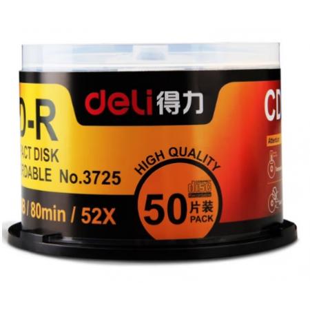 得力（deli ) 空白刻录光盘 CD DVD刻录盘 桶装50片 CD-R【700MB 52倍速】3725