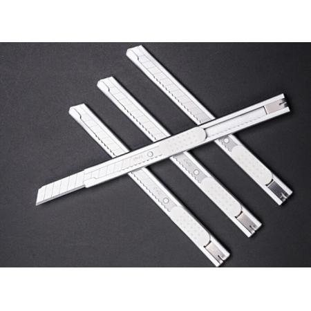 得力(deli)小号薄款金属外壳办公家用美工刀/裁纸刀 办公用品 2053