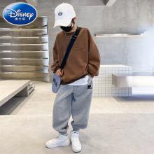 迪士尼（Disney）男童秋装运动套装2024新款儿童秋季大童12岁男孩初中生春秋款童装 ATT字母套装-咖啡色 140cm