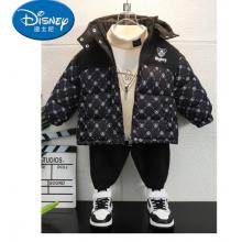 迪士尼（Disney）男童羽绒棉服卡通2024新款痞帅儿童冬季棉衣加厚外套宝宝冬装棉袄 黑色 140