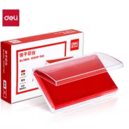 得力(deli)内盘面116*66mm透明外壳方形快干印台印泥红色9864