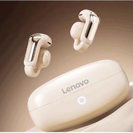 联想（lenovo）蓝牙耳机耳夹式不入耳G型骨传导概念蓝牙5.4无线运动音乐耳机适用苹果华为小米手机EA400月岩白