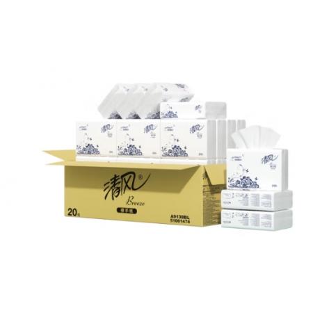 清风擦手纸1层200抽*20包商用抽取式吸油纸酒店加厚洗手间干手A913BBL