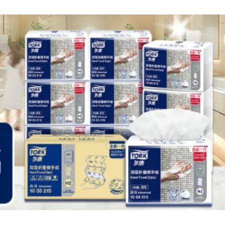 多康（TORK）擦手纸双层150抽*10包 叶子压花 卫生间厨房餐厅洗手台