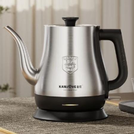 金灶（KAMJOVE）家用电热水壶自动断电烧水壶泡茶壶304不锈钢大容量开水壶拉弧长嘴茶艺壶电水壶 0.8L T-92不锈钢色 