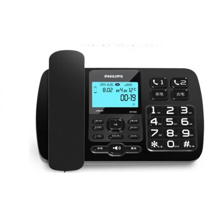 飞利浦（PHILIPS）录音电话机 固定座机 办公家用 自动 手动录音 16G存储卡 放音密码保护 CORD165 (黑色)