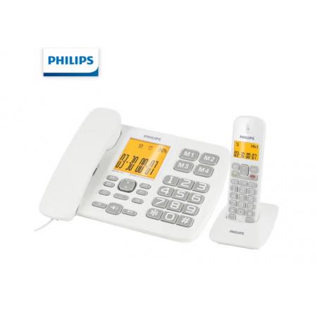 飞利浦（PHILIPS）无绳电话机 无线座机 子母机 办公家用 一键拨号 内部对讲DCTG152一拖一 (白色) 