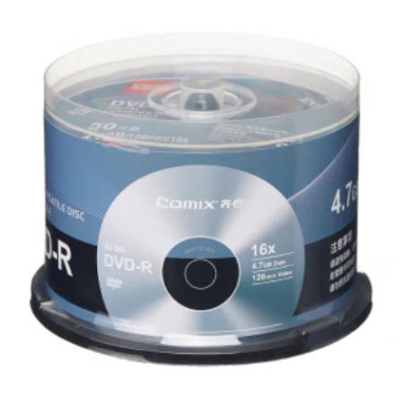 齐心Comix 空白刻录光盘 刻录碟片 1-16X 4.7GB 刻录盘片 DVD-R 桶装50片 GD-D03