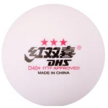 红双喜(DHS)赛顶三星乒乓球3星ABS新材料40+白色