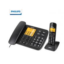 飞利浦（PHILIPS）无绳电话机 无线座机 子母机 办公家用 一键拨号 内部对讲DCTG152一拖一 (黑色)