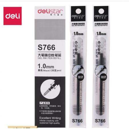 得力（deli）S766 拔帽笔中性笔替芯黑色