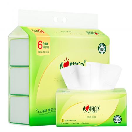 心相印抽纸 茶语丝享系列3层130抽*6包纸巾