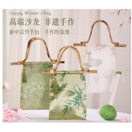 手工diy中国非遗高端沙龙团建活动国风新中式竹节包手制作材料包	手工DIY【竹音雀语】竹节包