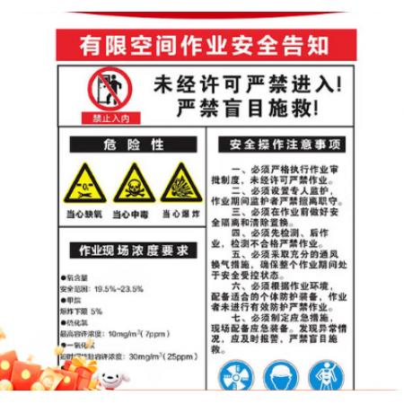 警示牌	曼川 有限空间安全告知 铝板 40*60CM