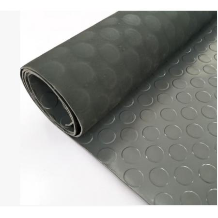 冰禹pvc加厚防滑垫地胶 2.3mm厚黑底灰色铜钱形 1.6米宽12米长