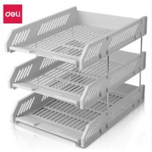 三层文件盘	得力9209 （浅灰)