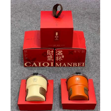 水杯	思钢·财气满杯(单杯)350ML 2色混发