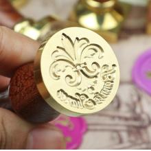 火漆印章来图订制 LOGO定制贺卡信封封蜡印章刻字 (花梨木+铜头）