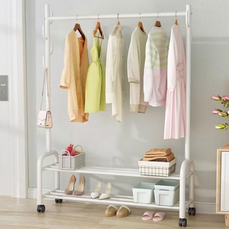 顺优 挂衣架衣架落地衣帽架 珍珠白双层80cm