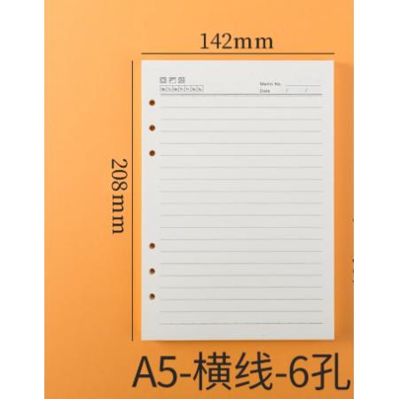 记事本替换芯	国产	A5横线6孔5本装