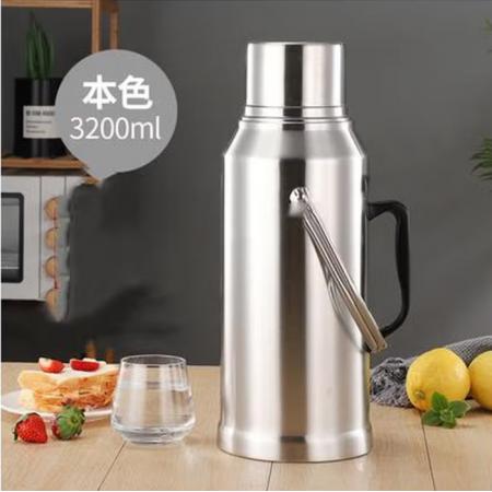 沃莱姆家用热水瓶不锈钢开水瓶大容量暖瓶学生宿舍保温壶老式茶瓶 3.2l外壳整套含瓶胆本色 2L