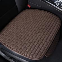 亚麻透气汽车坐垫四季通用夏季单垫座垫通用车用座垫 咖色（长格子） 后排座一张无靠背