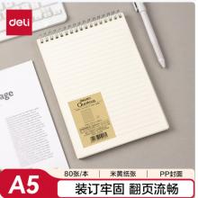 A5普通（30P）记事本	A5横线上翻页螺旋本 得力LPA580-02PP