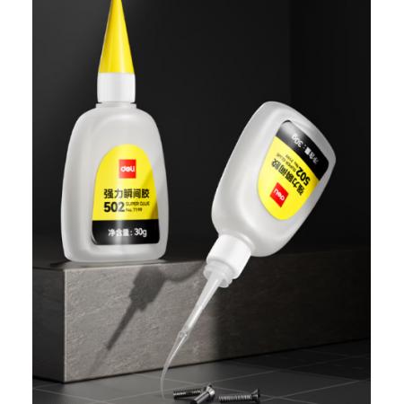 得力（deli）502胶水 瞬间胶强力胶 准确点胶 无痕胶透明胶粘剂 可粘金属陶瓷木材 30g单支凑单 7199