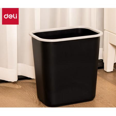 得力（deli）285mm(11.5L)黑色压圈方形纸篓 办公居家垃圾桶PG307